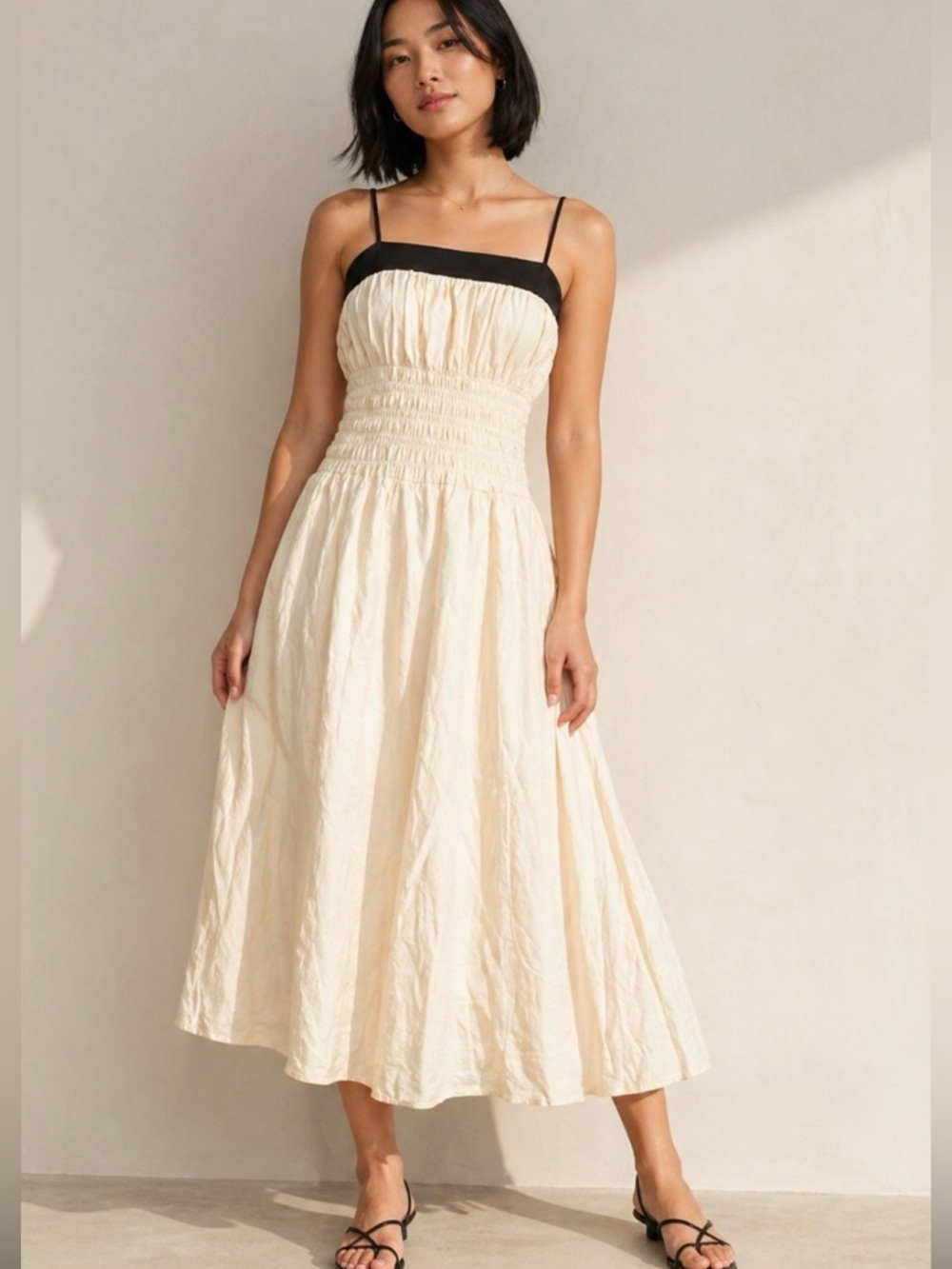 Love, Celine Boutique THE JAMES: SMOCKED TAFFETA MAXI DRESS